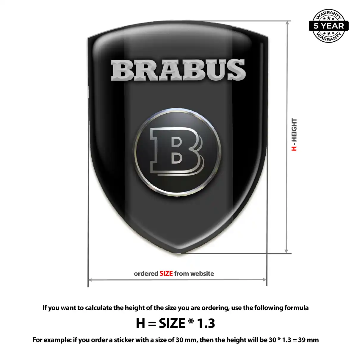 Mercedes Brabus Resin Badge Sticker Refined Design