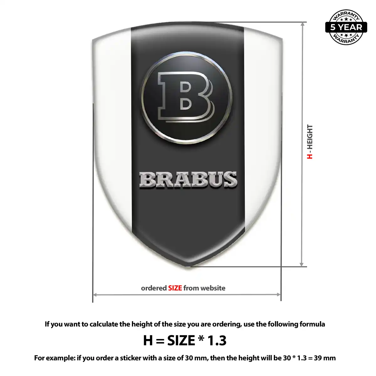 Mercedes Brabus Resin Badge Sticker Sleek Style