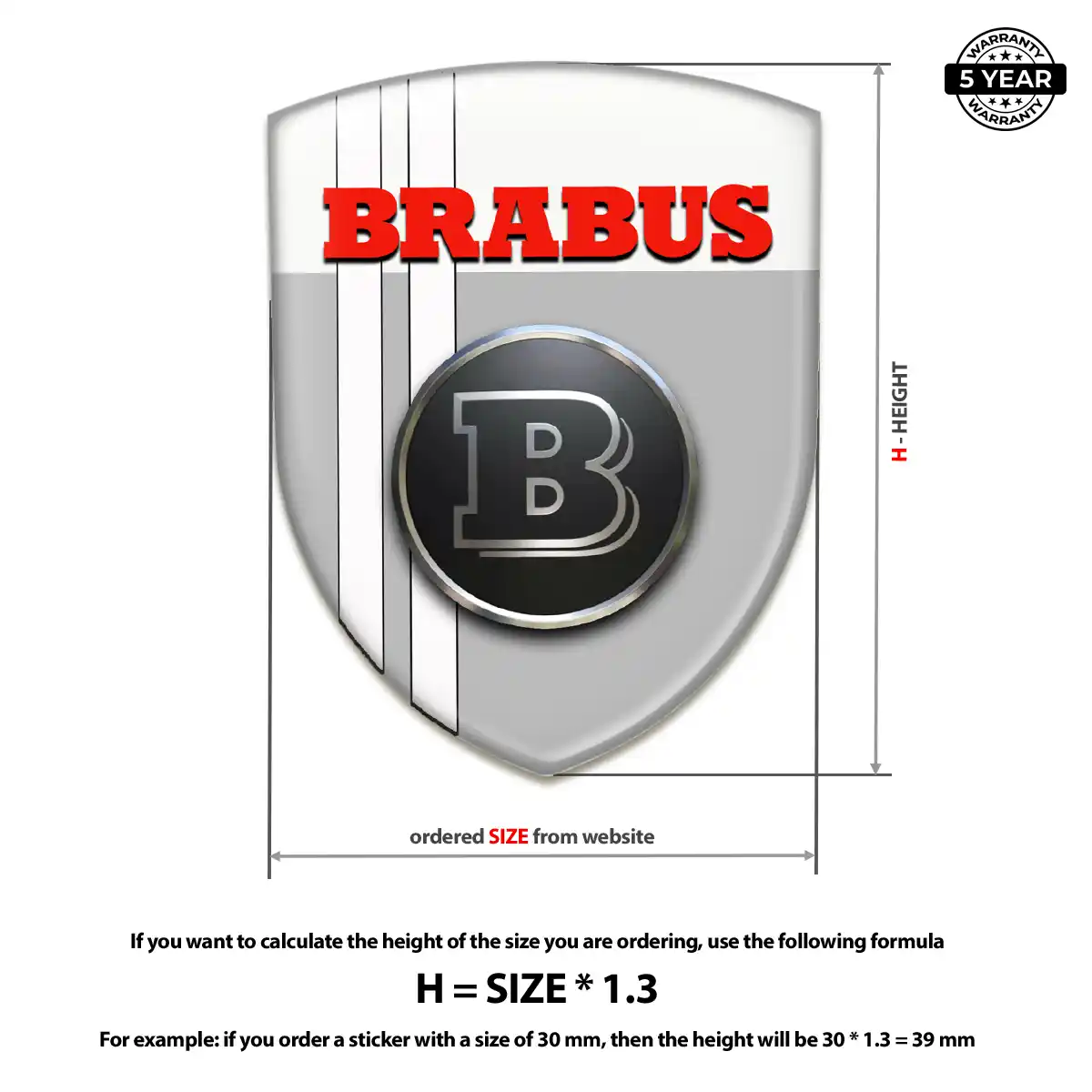Mercedes Brabus Resin Domed Sticker Refined Design