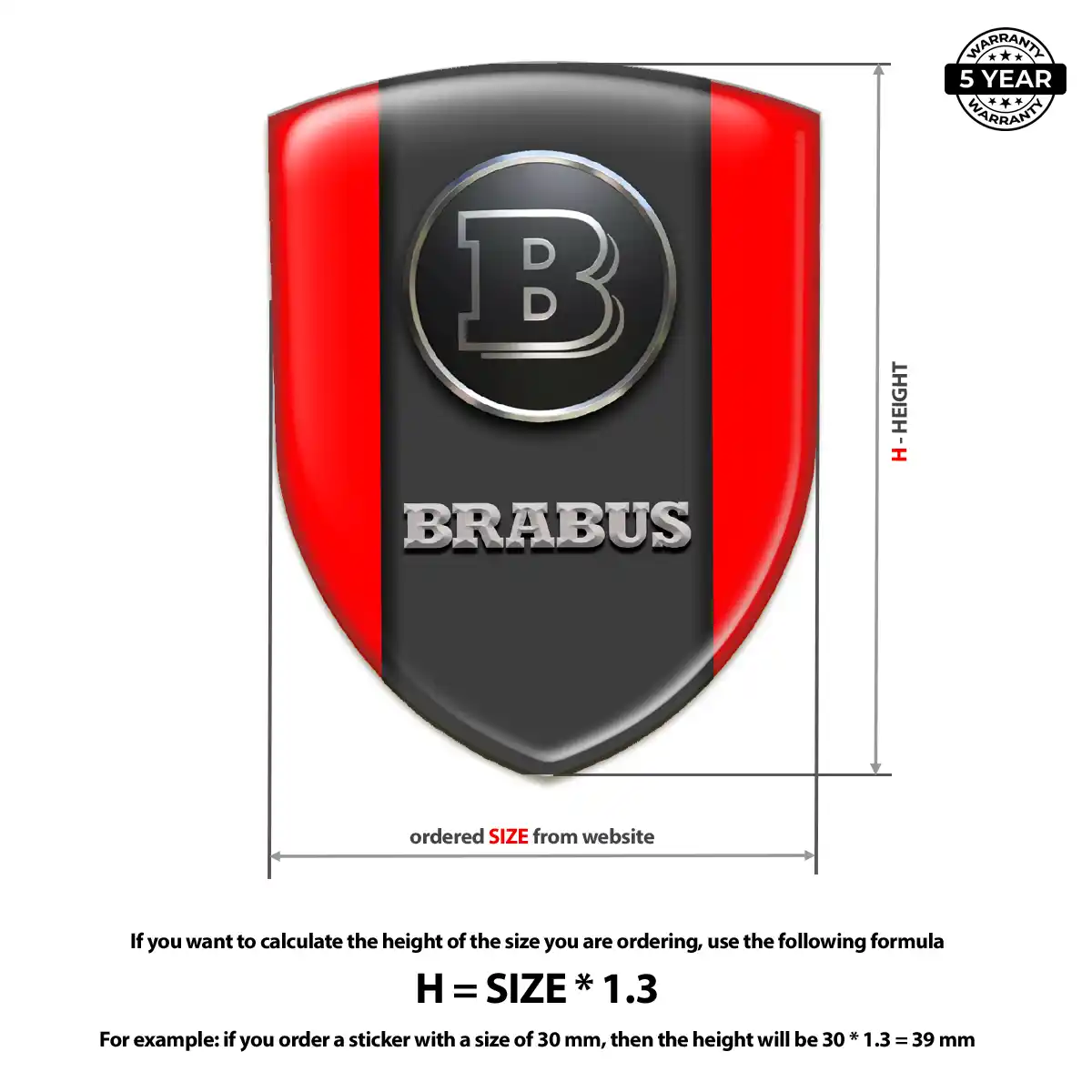 Mercedes Brabus Resin Domed Sticker Sleek Style