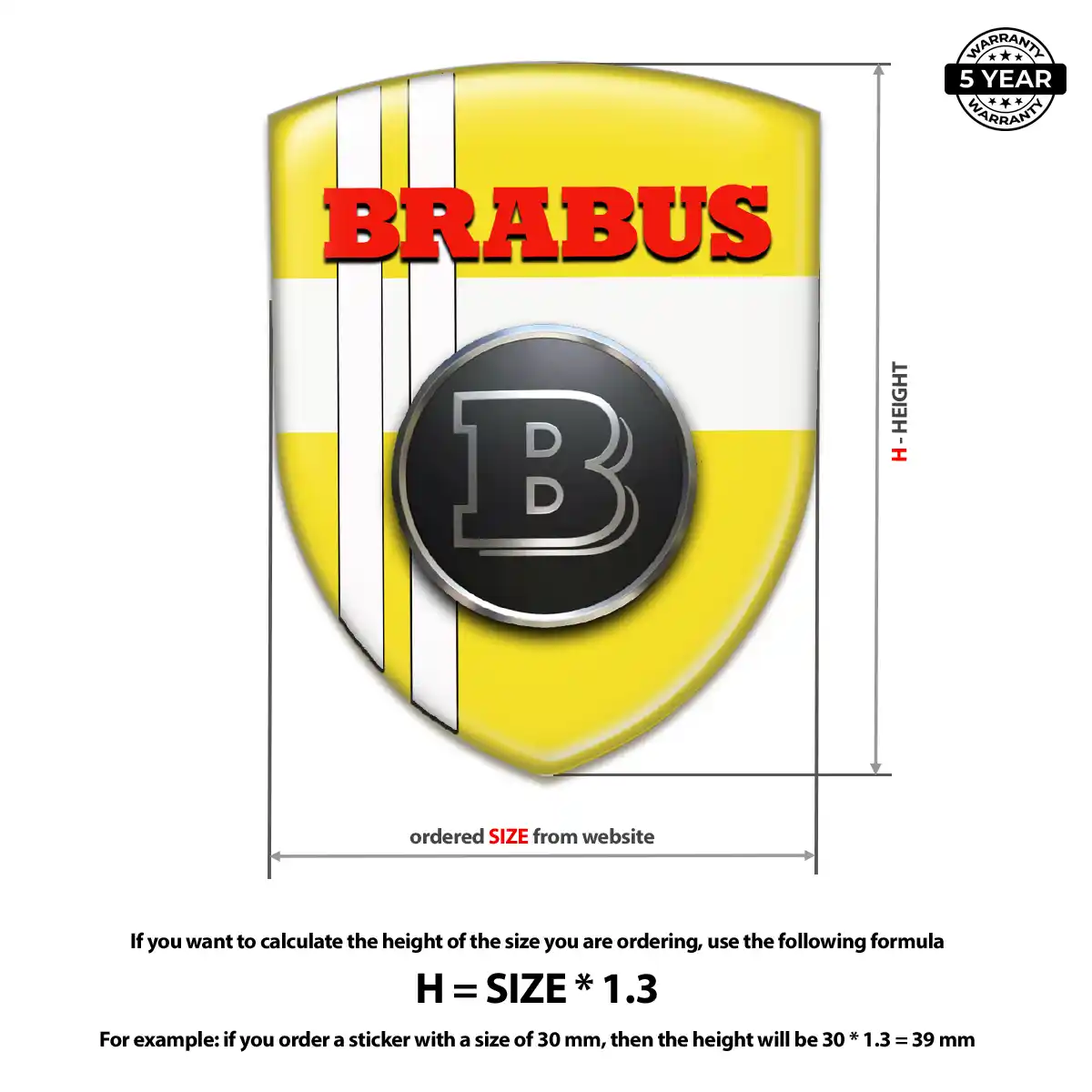 Mercedes Brabus Resin Emblem Sticker Refined Design