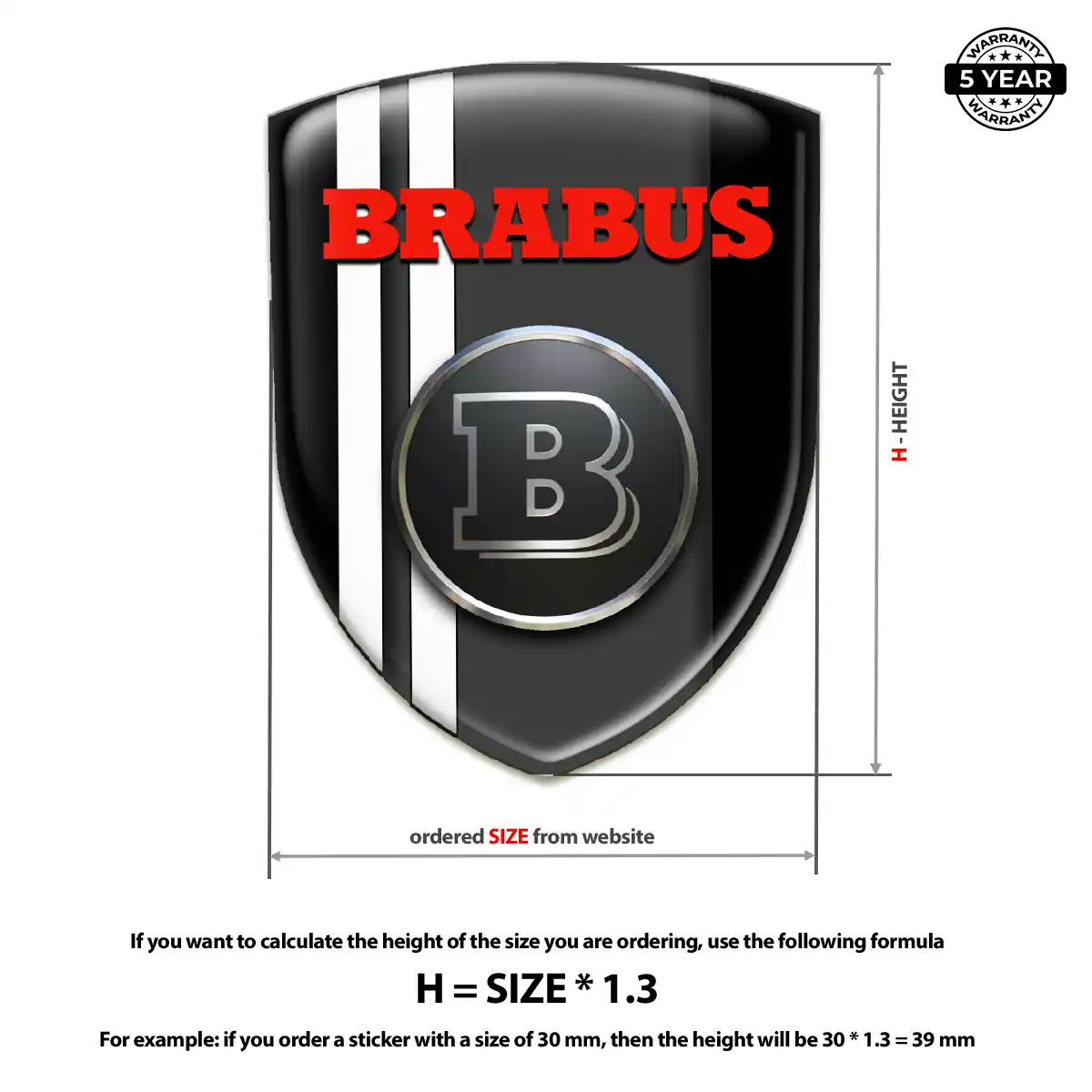 Mercedes Brabus Resin Emblem Sticker Sleek Style