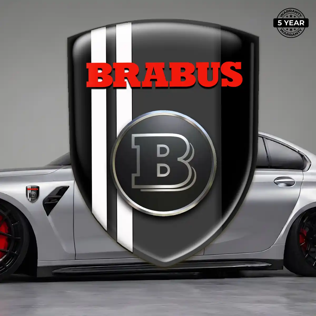 Mercedes Brabus Resin Emblem Sticker Sleek Style