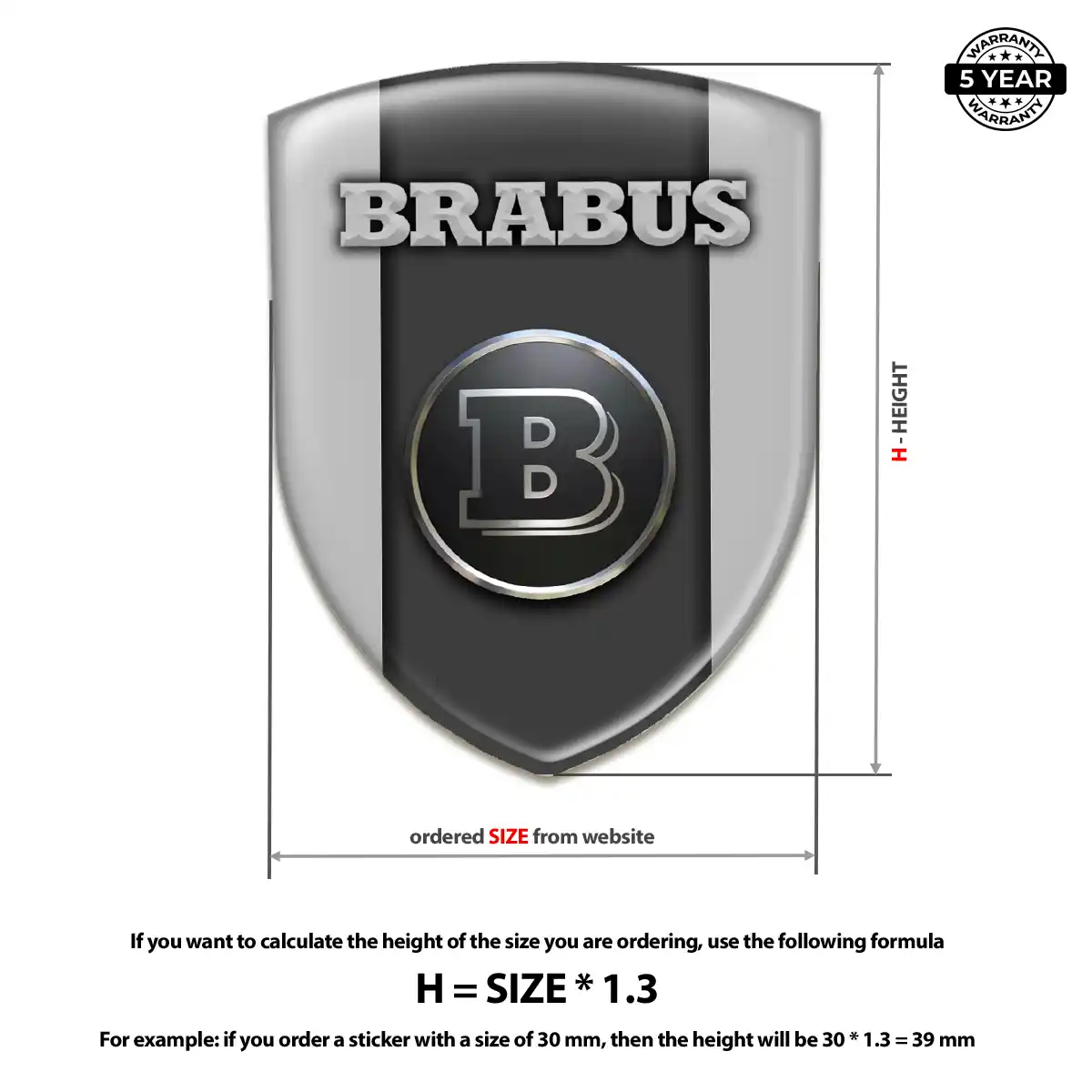 Mercedes Brabus Self Adhesive Emblem Sticker Refined Design