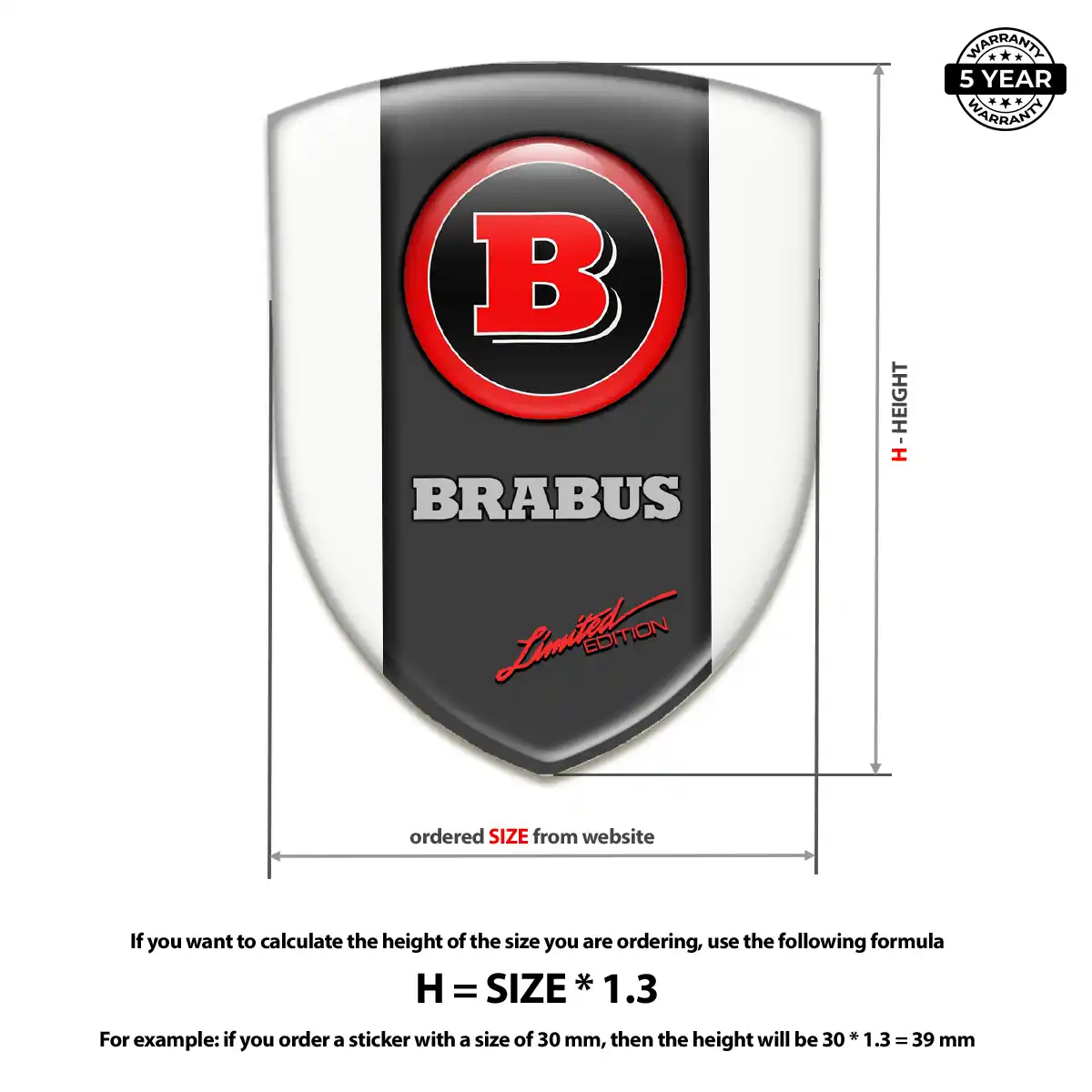 Mercedes Brabus Self Adhesive Emblem Sticker Sleek Style