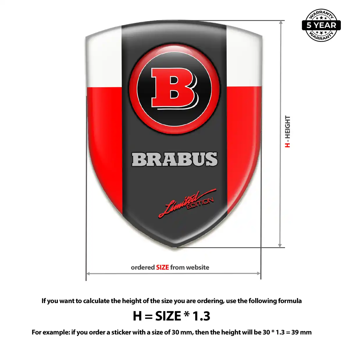 Mercedes Brabus Silicone Sticker Sleek Style