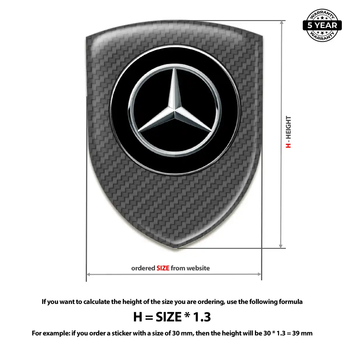Mercedes Car Badge Sticker Elite Finish