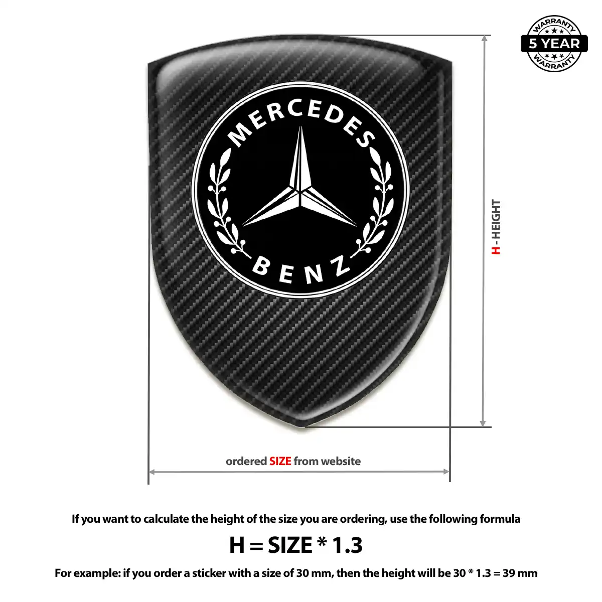 Mercedes Car Emblem Sticker Elite Finish