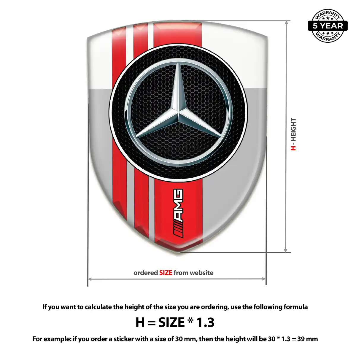 Mercedes Domed Car Sticker Elite Finish