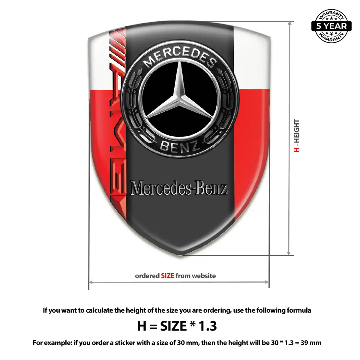 Mercedes Domed Car Sticker Prime Quality