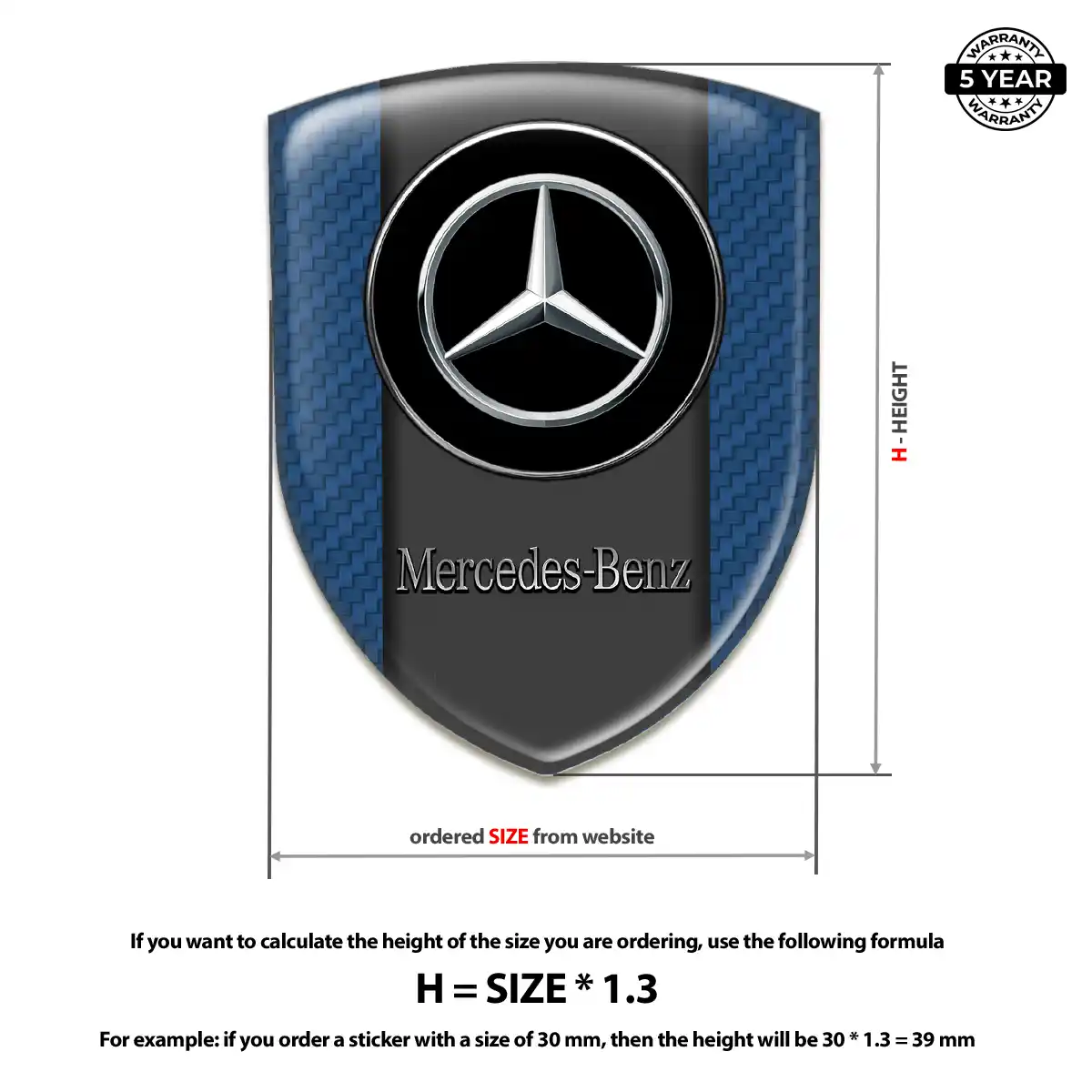 Mercedes Domed Car Sticker Refined Design