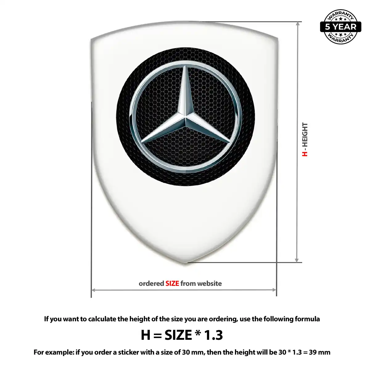 Mercedes Domed Car Sticker Signature Grade