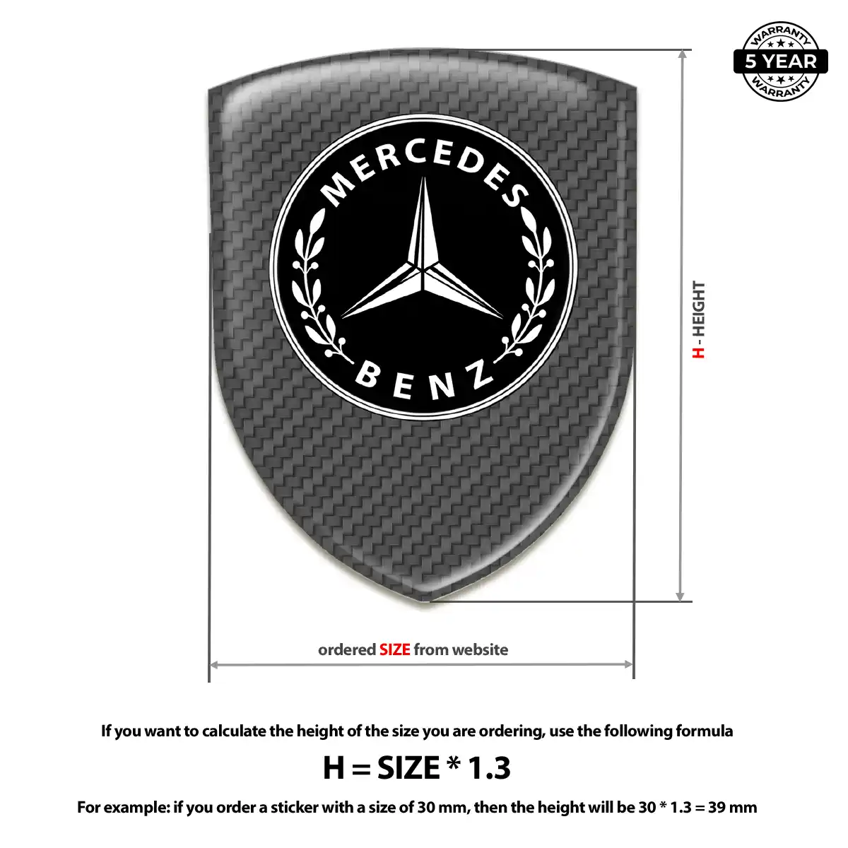 Mercedes Domed Decal Elite Finish