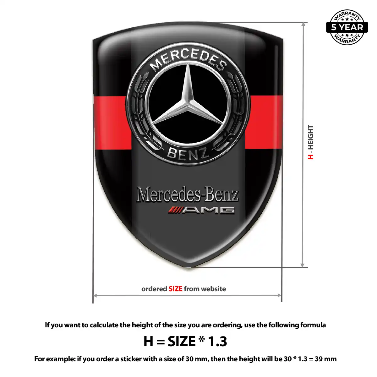 Mercedes Domed Decal Prestige Line