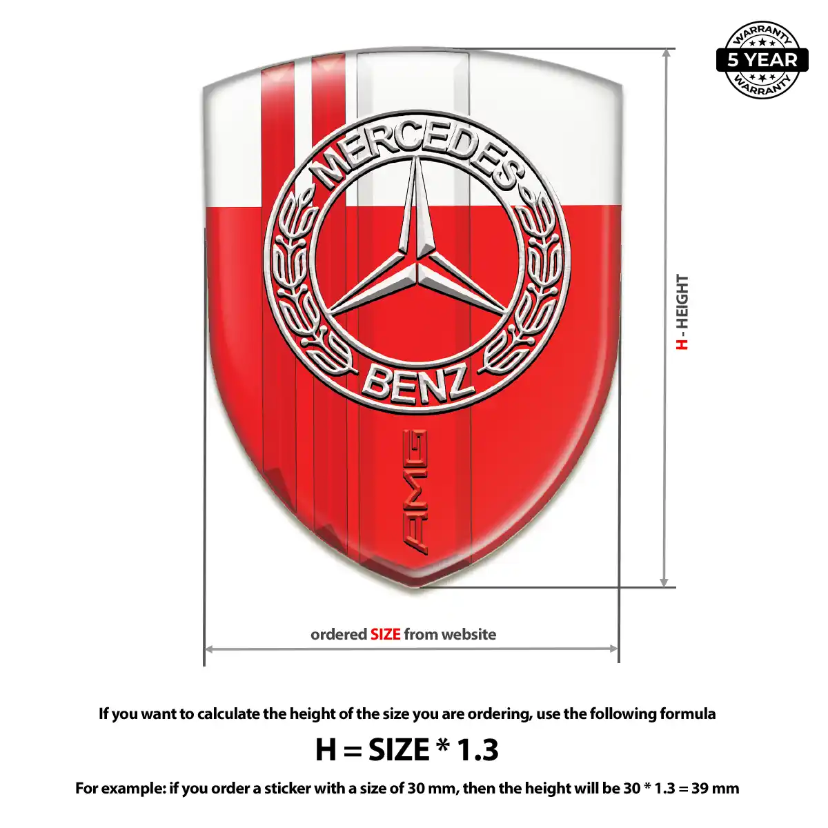 Mercedes Domed Decal Prime Quality