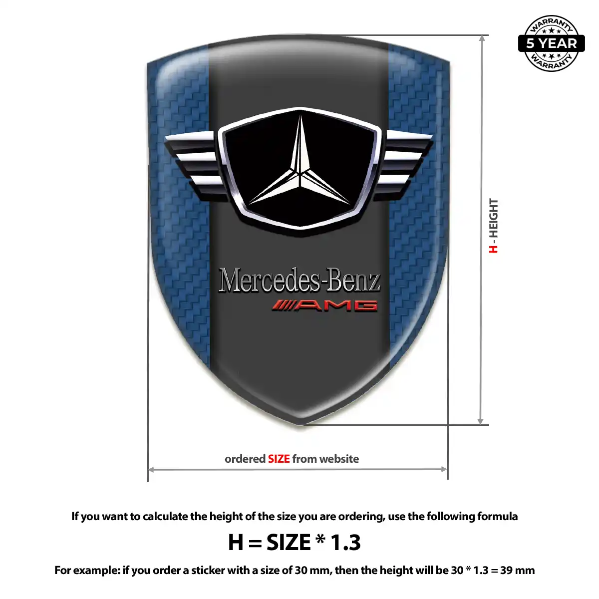 Mercedes Domed Decal Refined Design