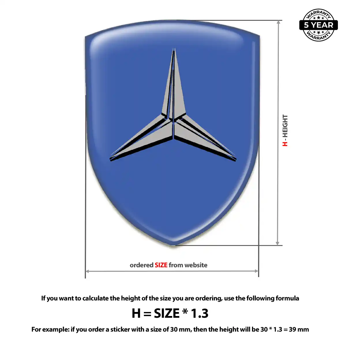 Mercedes Domed Decal Signature Grade