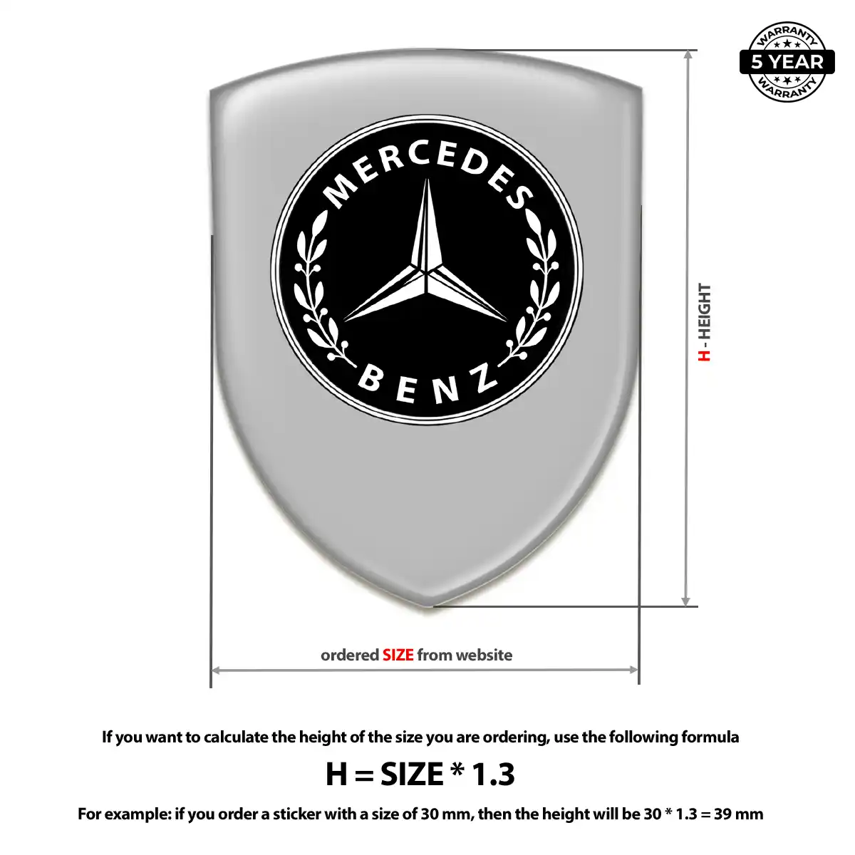 Mercedes Domed Decal Sleek Style