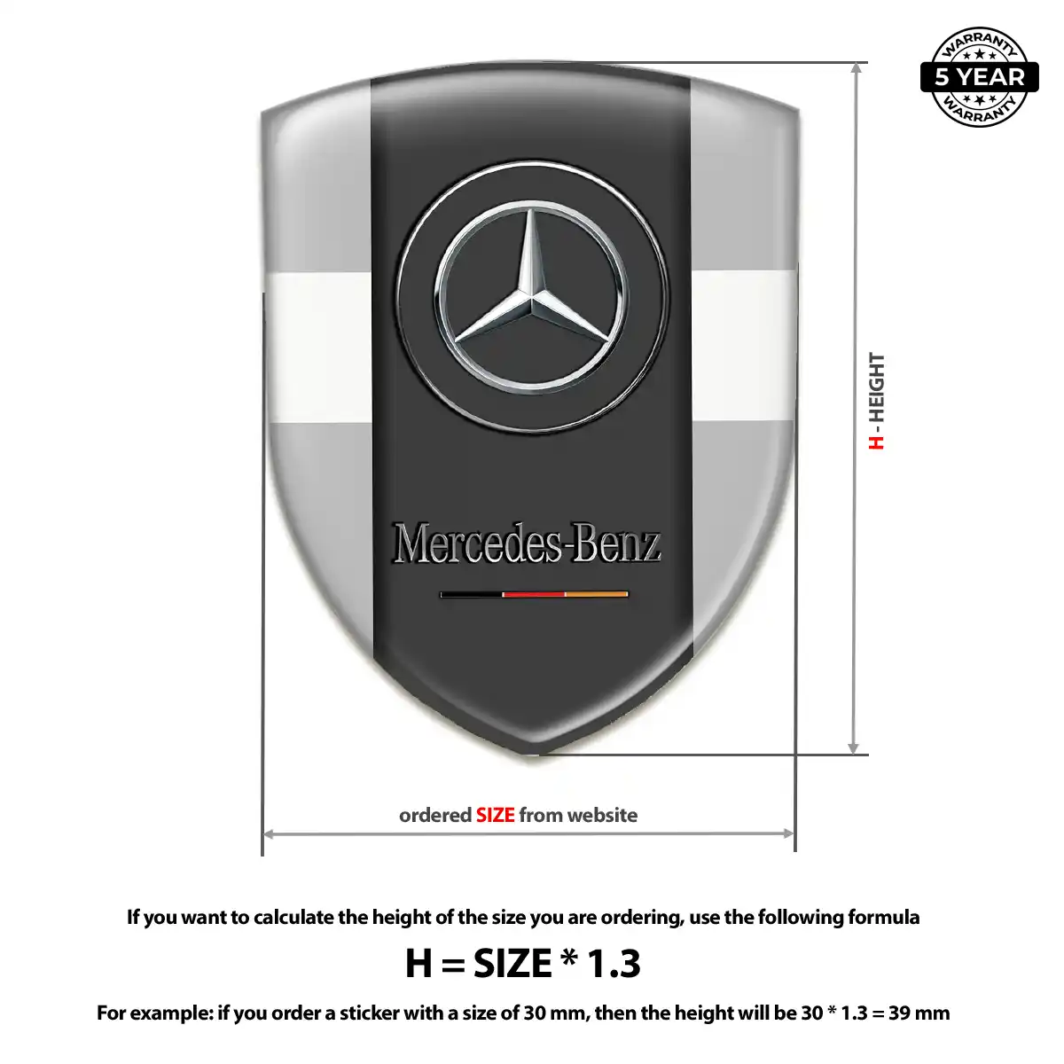 Mercedes Domed Logo Decal Elite Finish