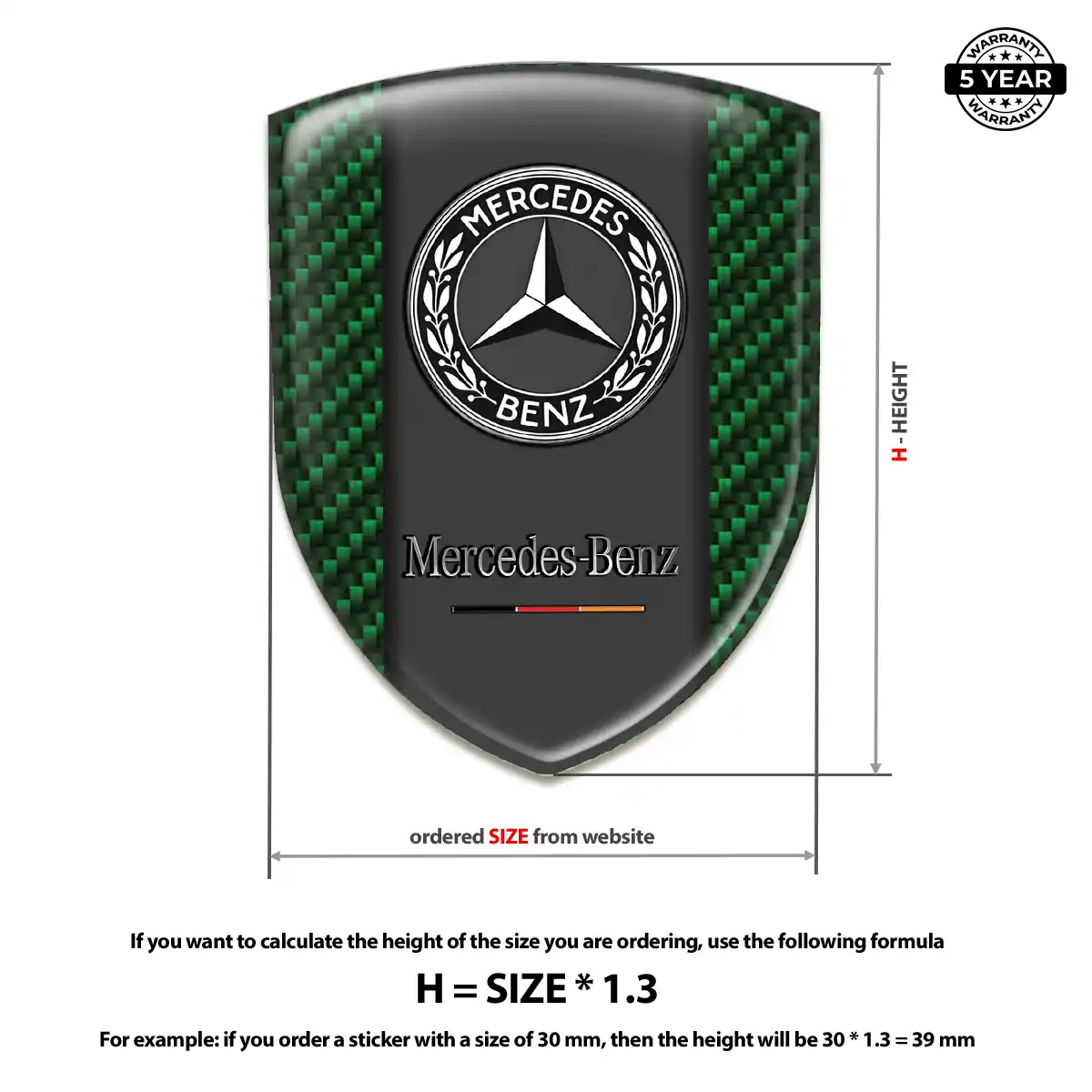 Mercedes Domed Logo Decal Prime Quality