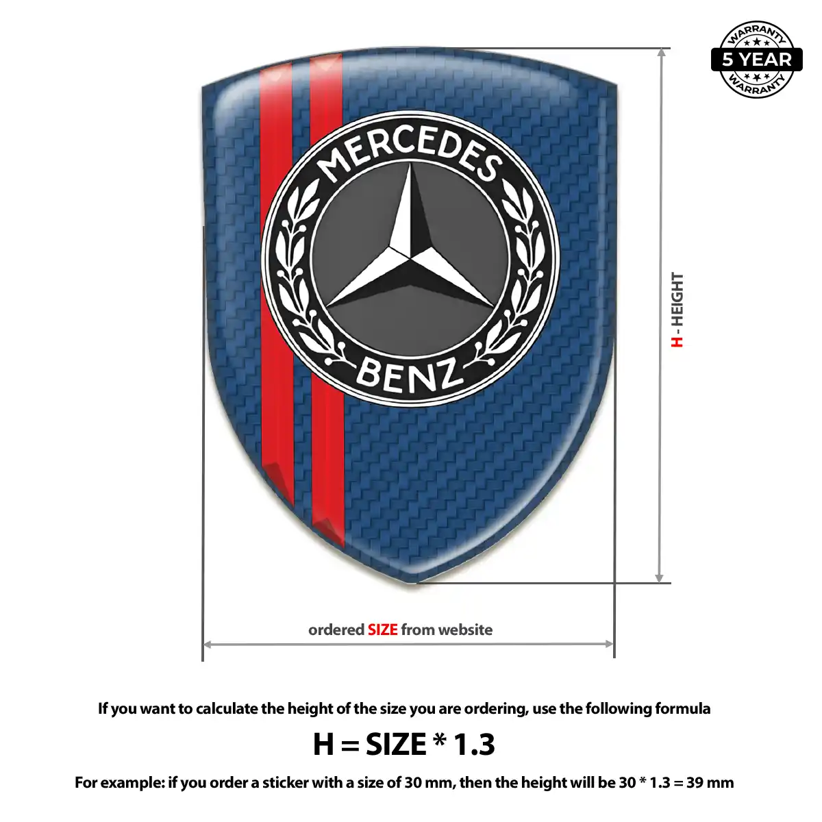 Mercedes Domed Logo Decal Signature Grade