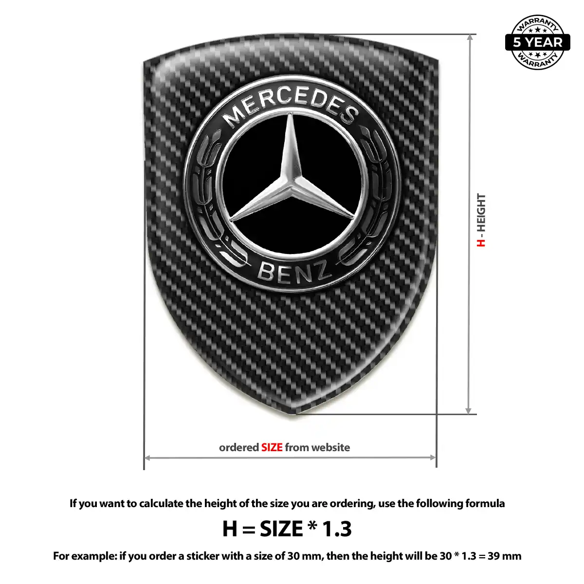 Mercedes Domed Logo Sticker Prime Quality