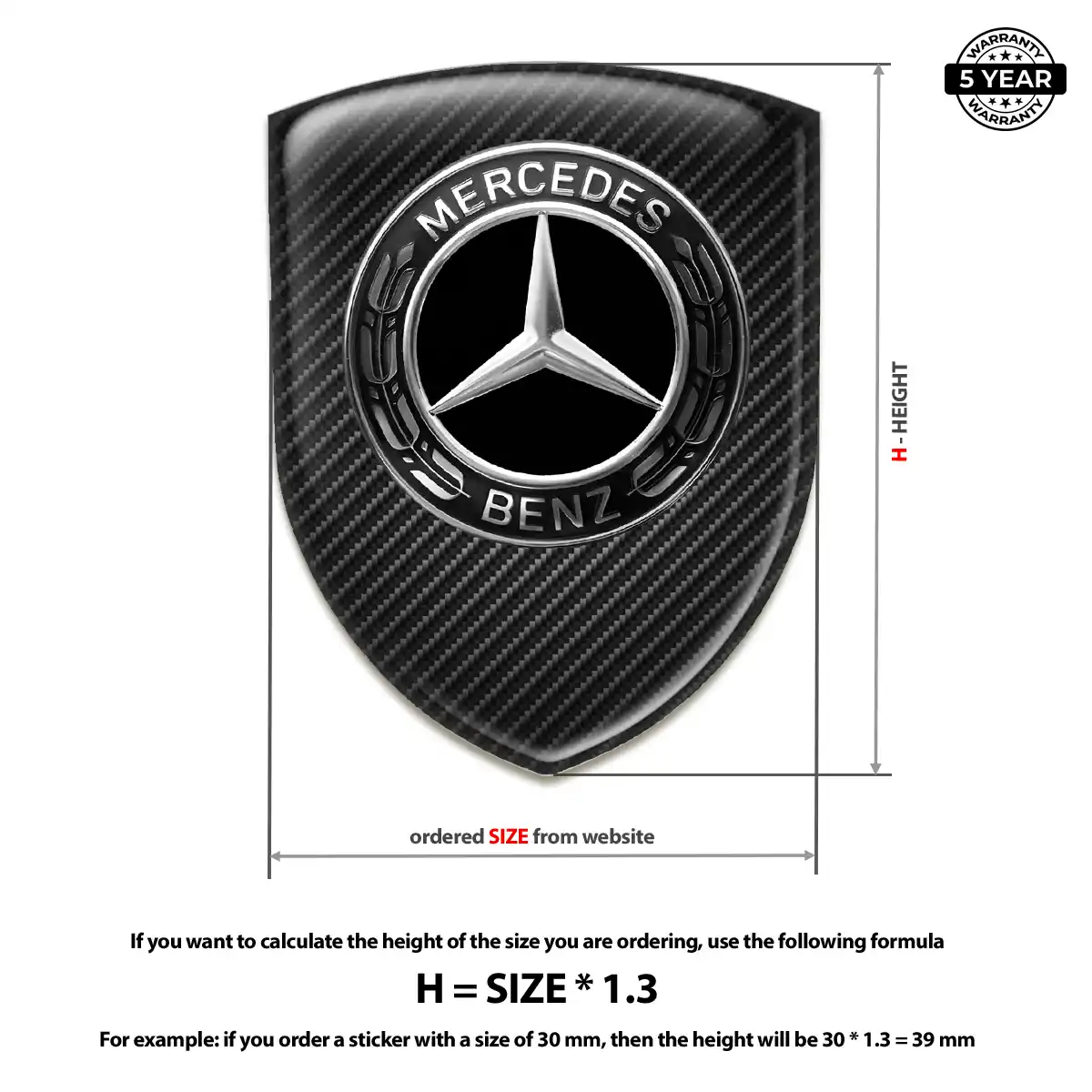 Mercedes Domed Logo Sticker Sleek Style