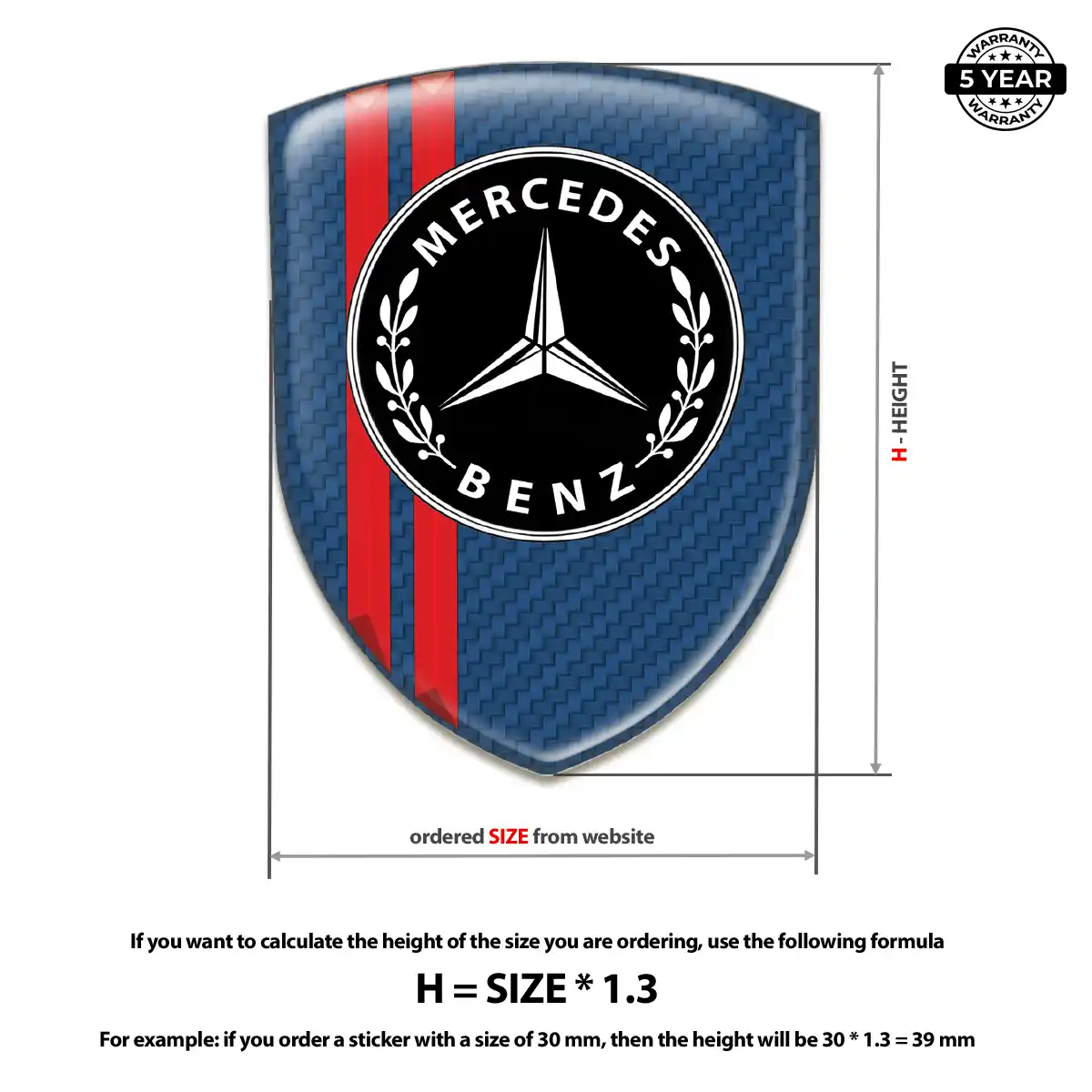 Mercedes Emblem Domed Badge Elite Finish