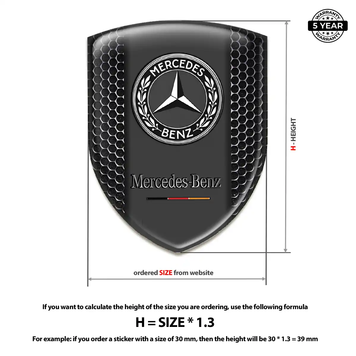 Mercedes Emblem Domed Badge Prestige Line