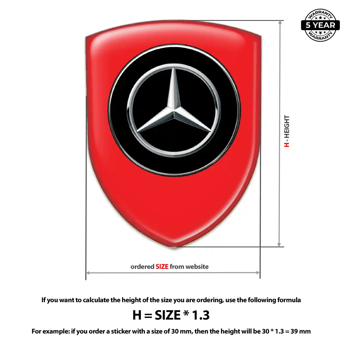 Mercedes Emblem Domed Badge Prime Quality