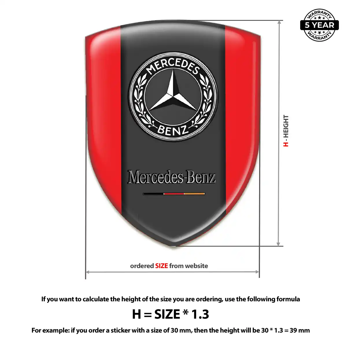 Mercedes Emblem Domed Badge Refined Design