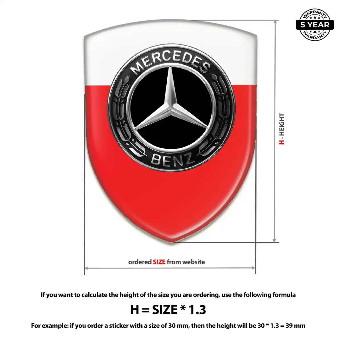 Mercedes Epoxy Domed Sticker Elite Finish