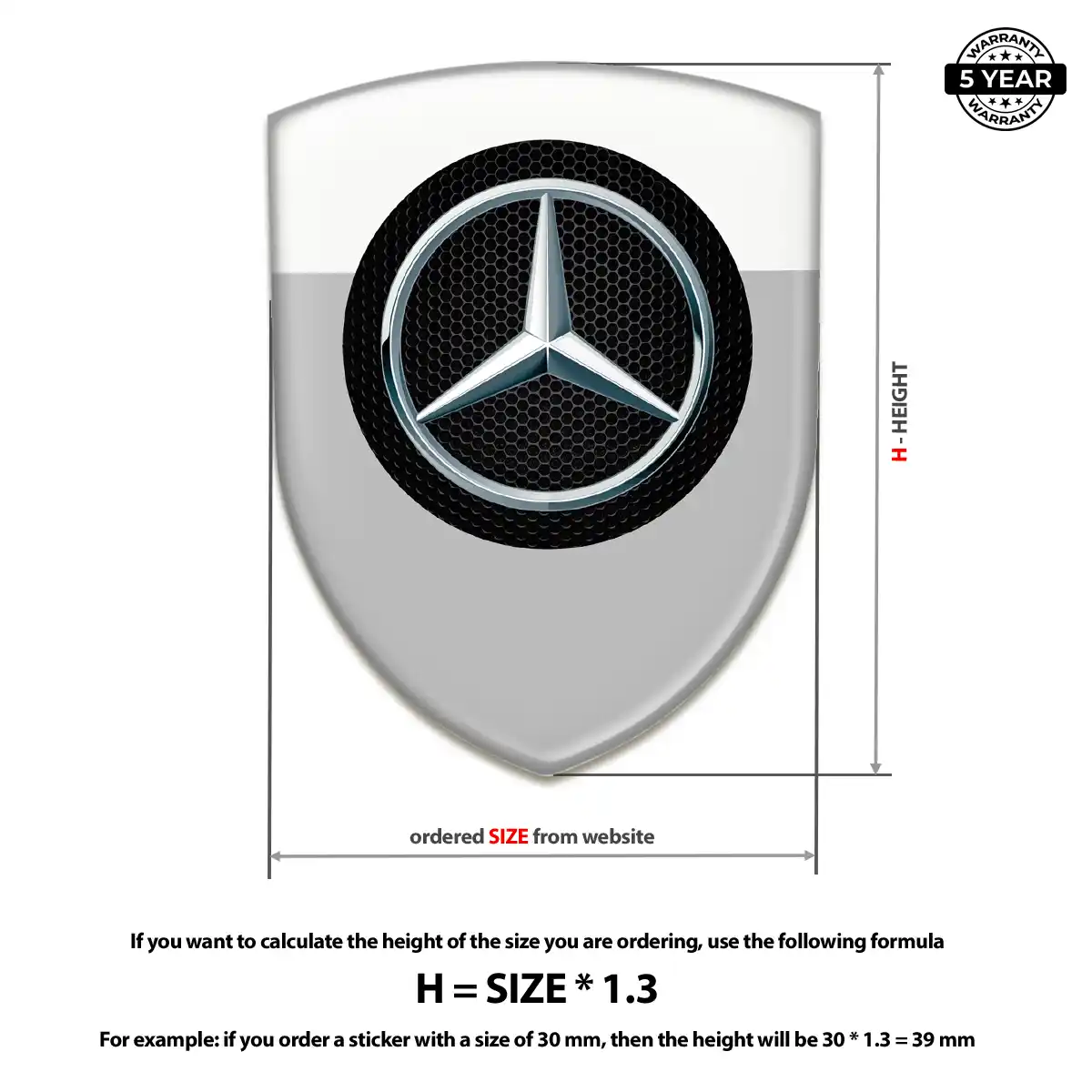 Mercedes Epoxy Domed Sticker Prestige Line