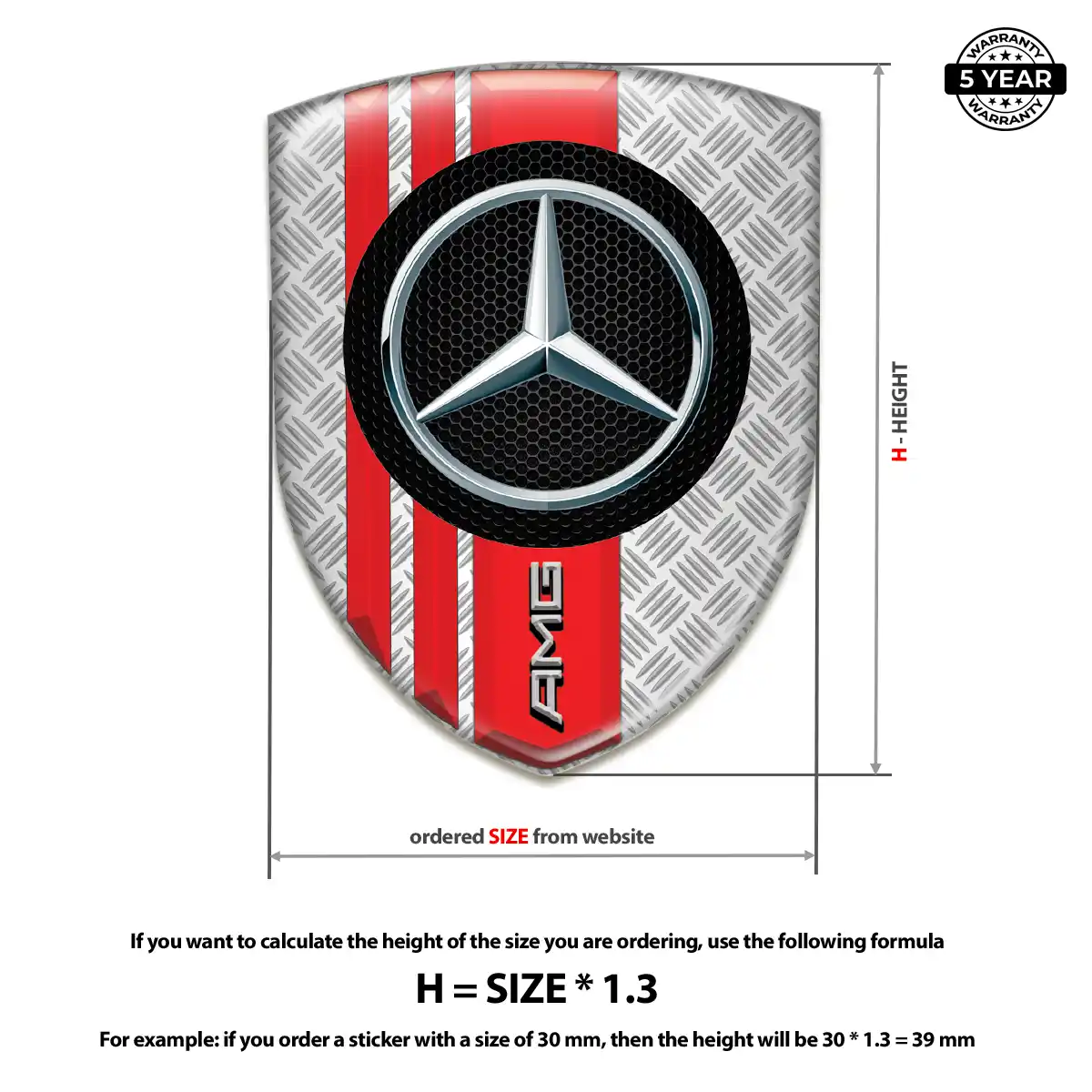 Mercedes Epoxy Domed Sticker Prime Quality