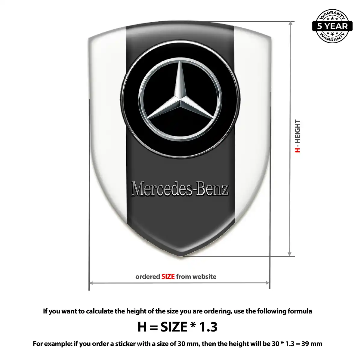 Mercedes Epoxy Domed Sticker Refined Design