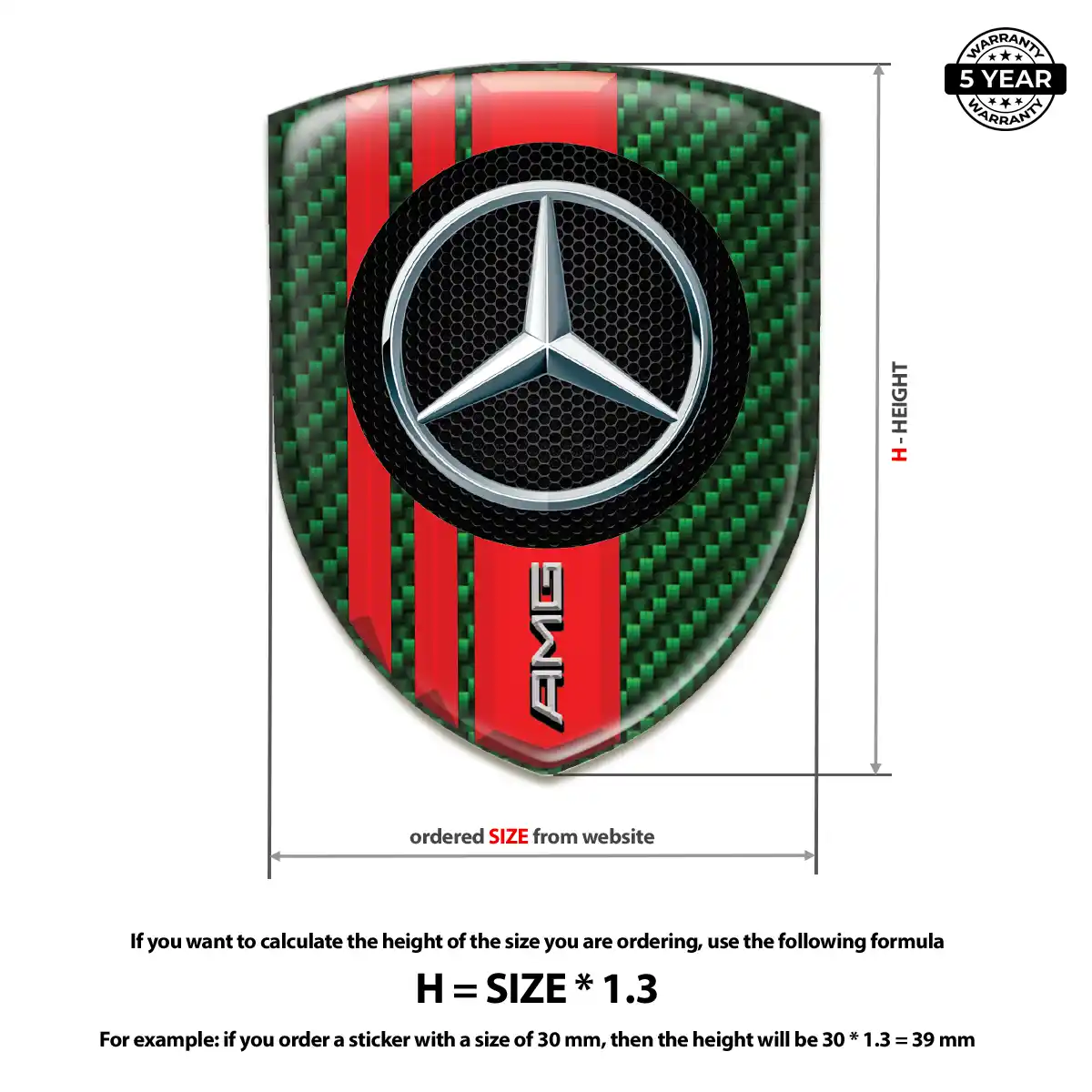 Mercedes Epoxy Domed Sticker Signature Grade