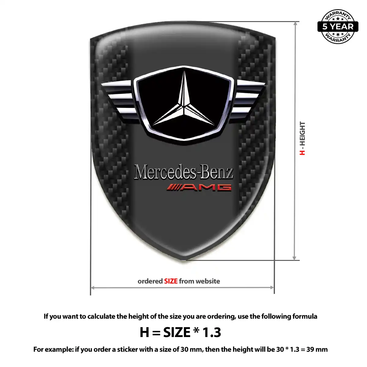 Mercedes Epoxy Domed Sticker Sleek Style
