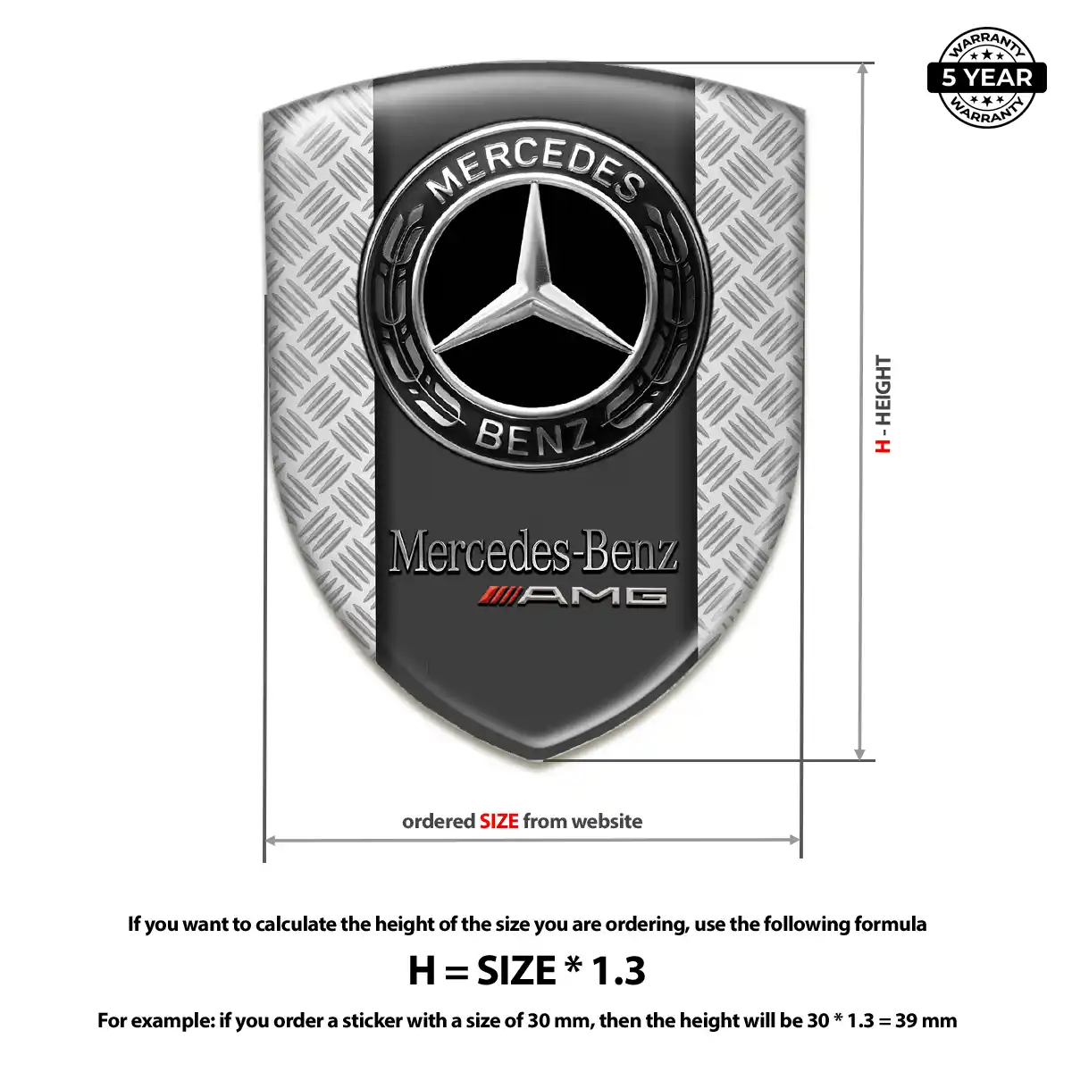 Mercedes Epoxy Domed Sticker Superior Craft