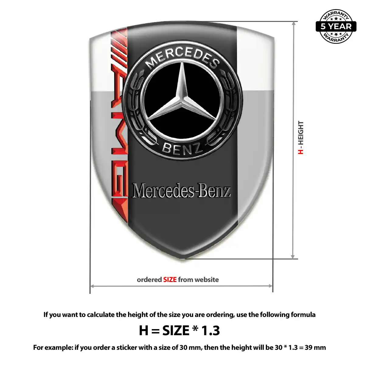 Mercedes Gel Badge Sticker Prime Quality