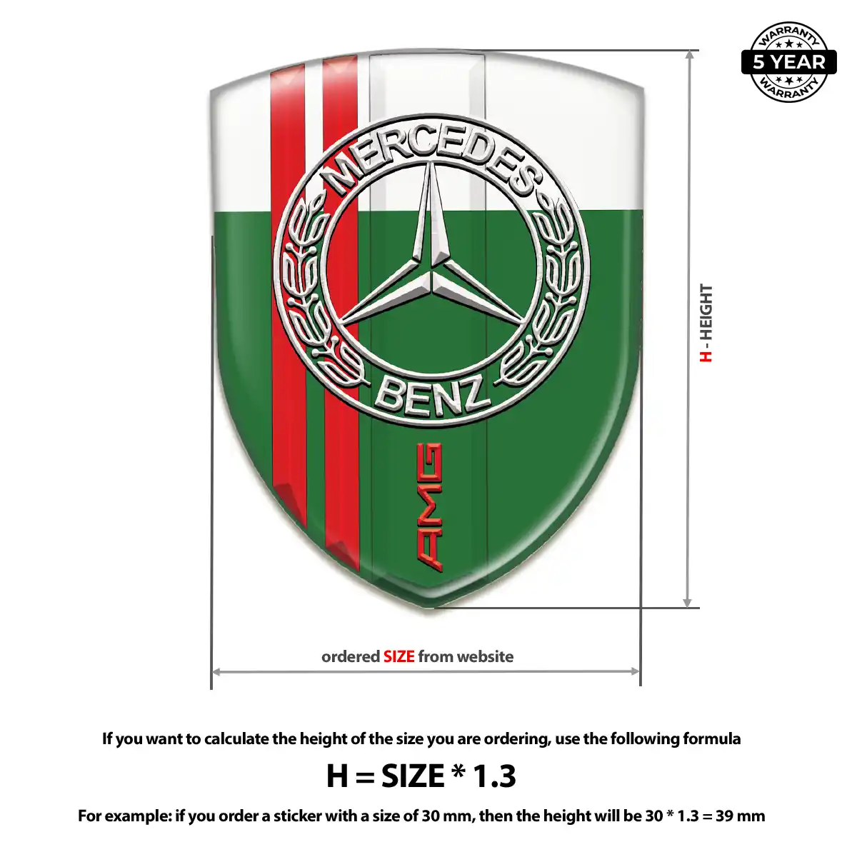 Mercedes Gel Emblem Sticker Elite Finish