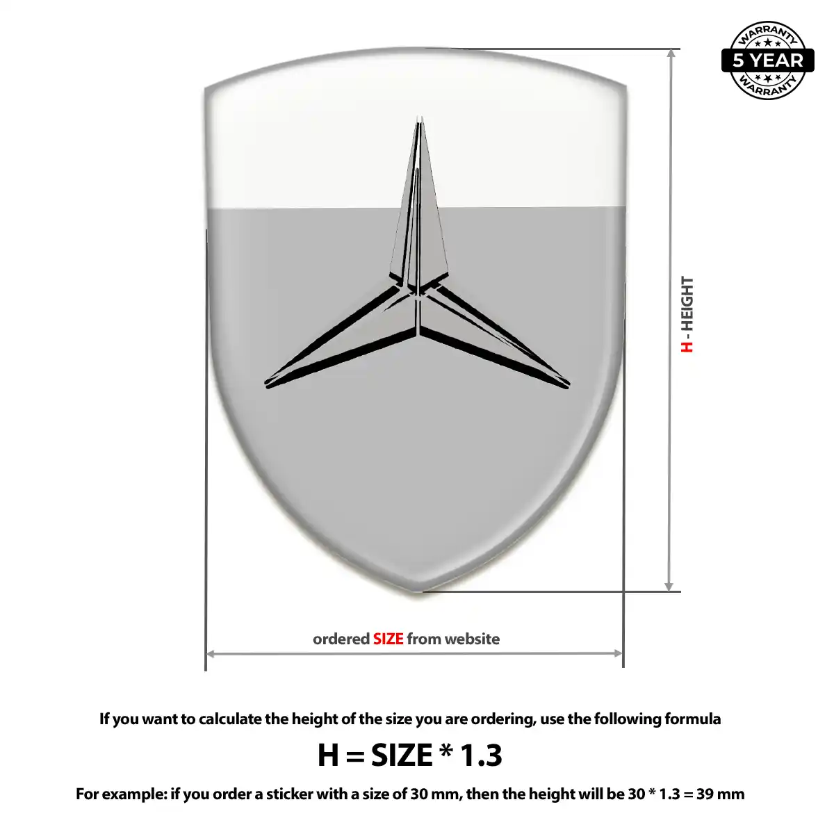 Mercedes Polyurethane Domed Sticker Prestige Line