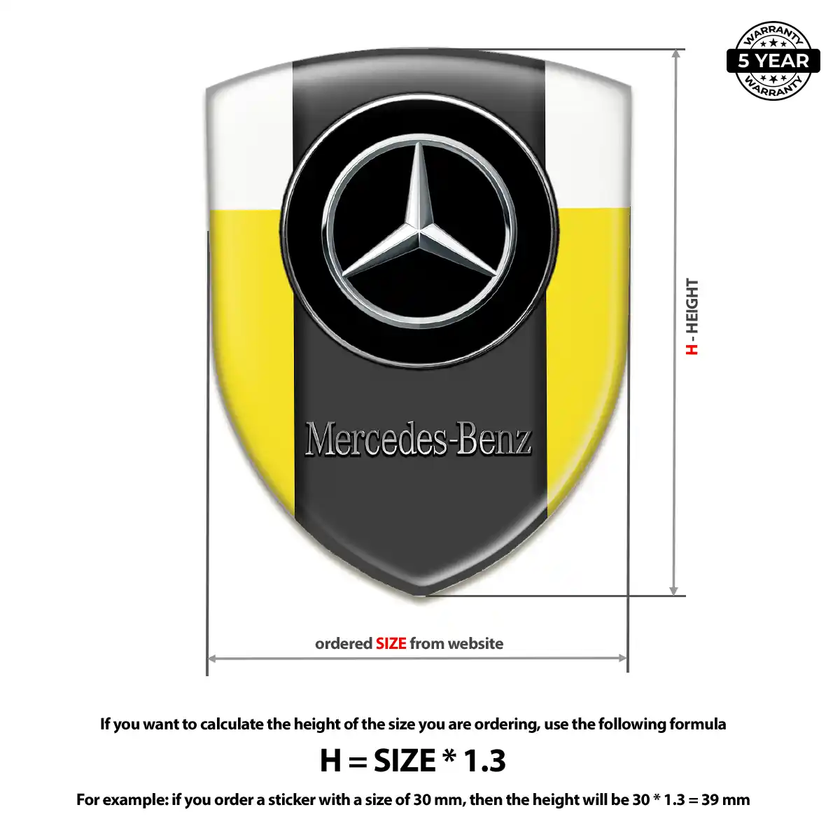 Mercedes Polyurethane Domed Sticker Sleek Style