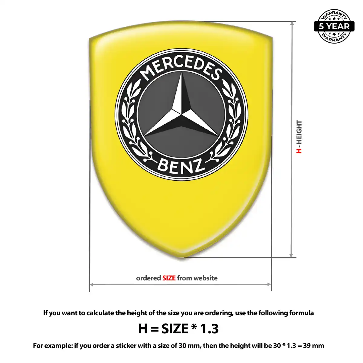 Mercedes Polyurethane Domed Sticker Superior Craft