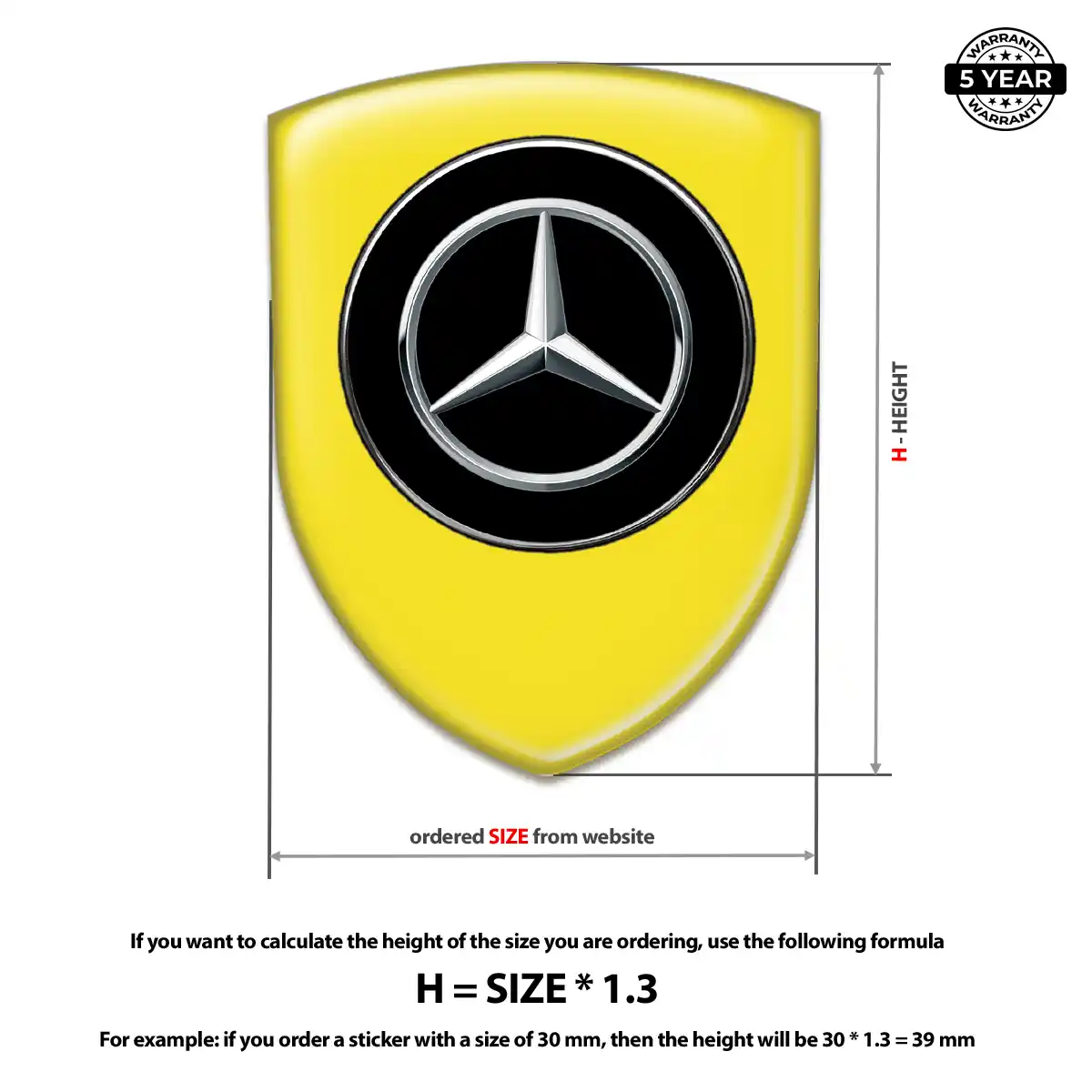 Mercedes Resin Badge Sticker Elite Finish