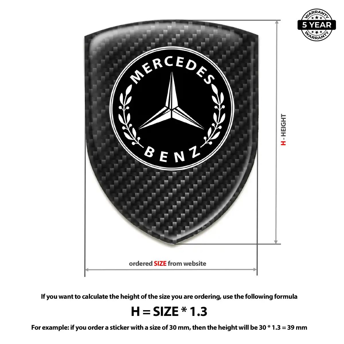 Mercedes Resin Domed Sticker Prestige Line
