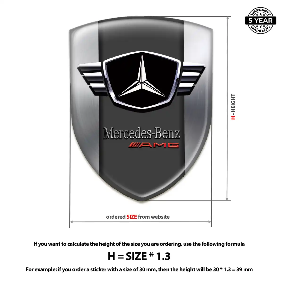 Mercedes Resin Domed Sticker Prime Quality