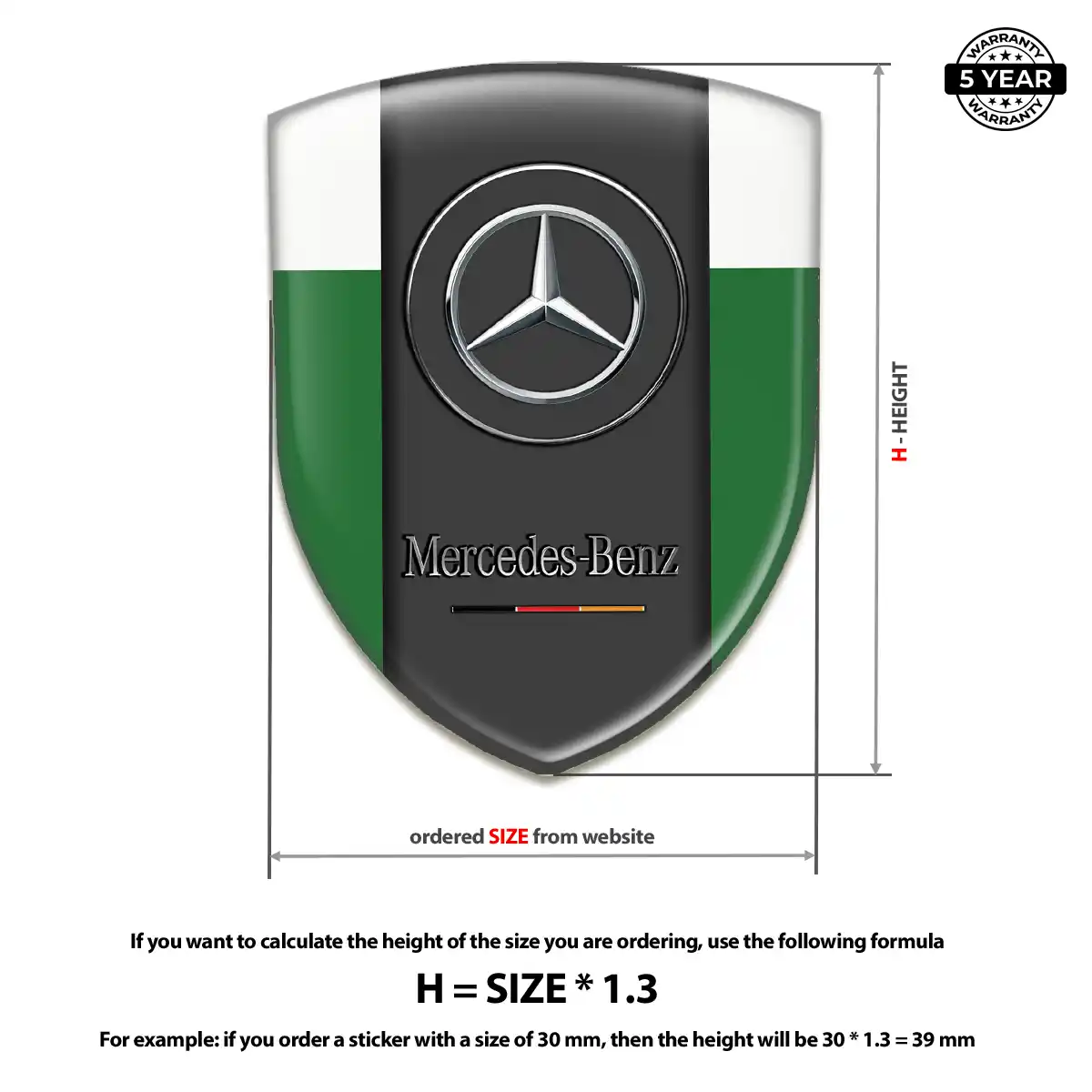 Mercedes Resin Domed Sticker Refined Design