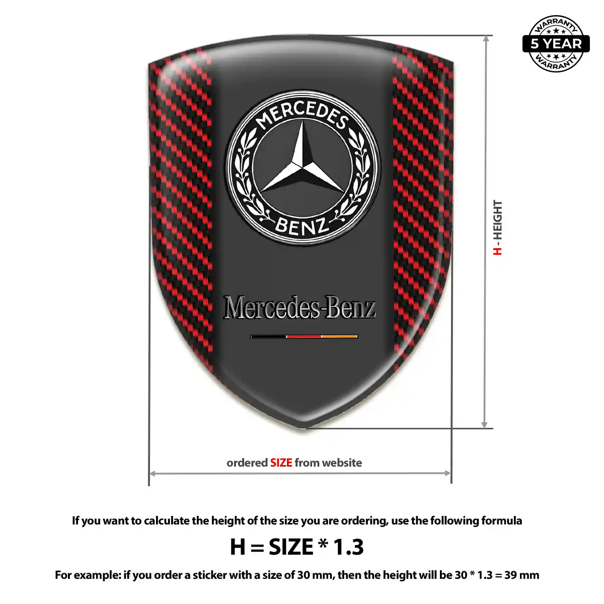 Mercedes Resin Domed Sticker Signature Grade