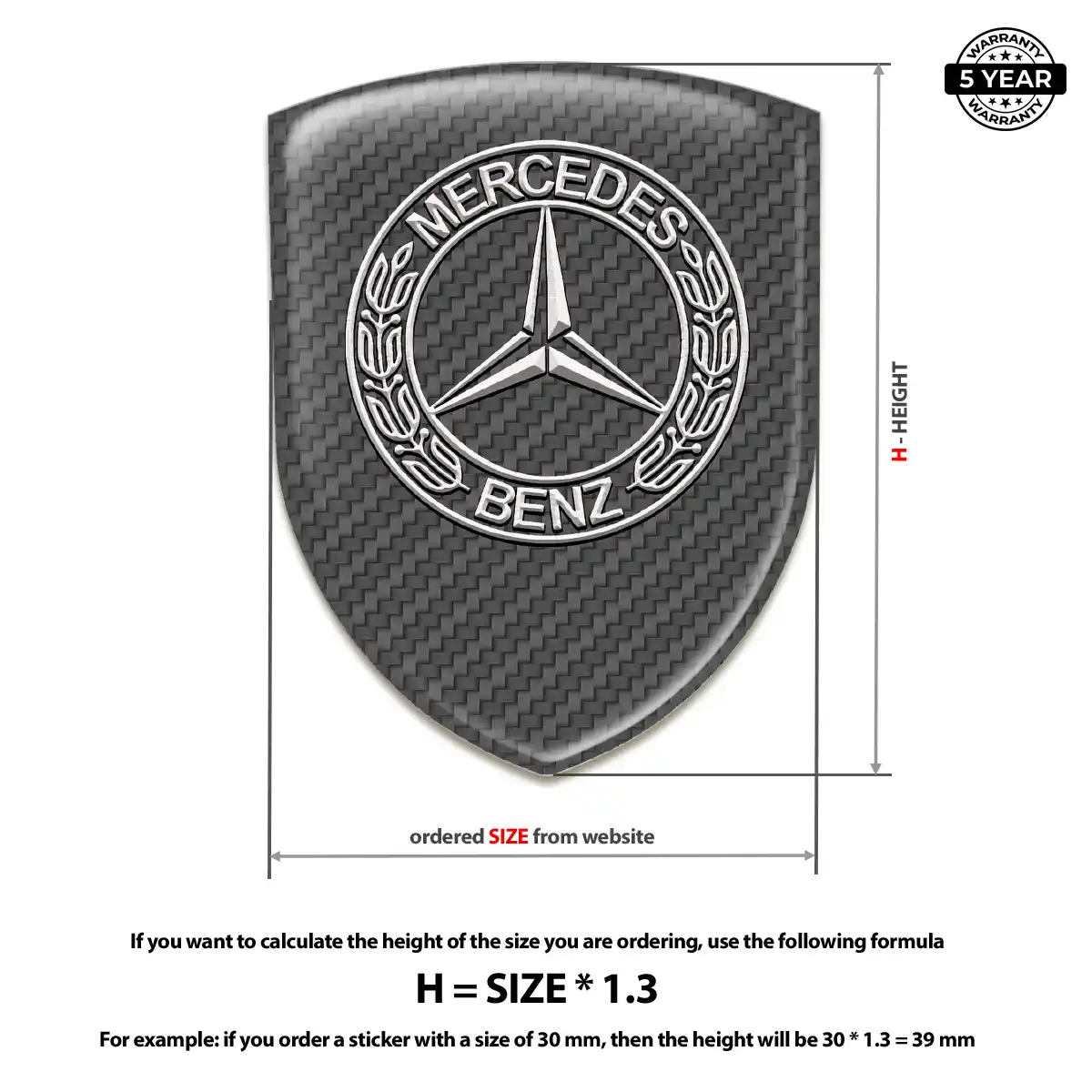 Mercedes Resin Domed Sticker Sleek Style