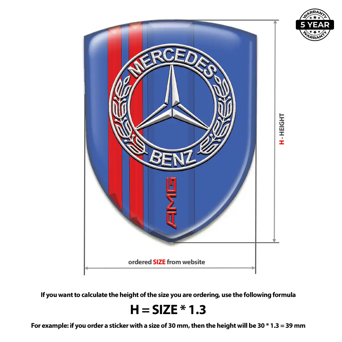 Mercedes Resin Emblem Sticker Elite Finish